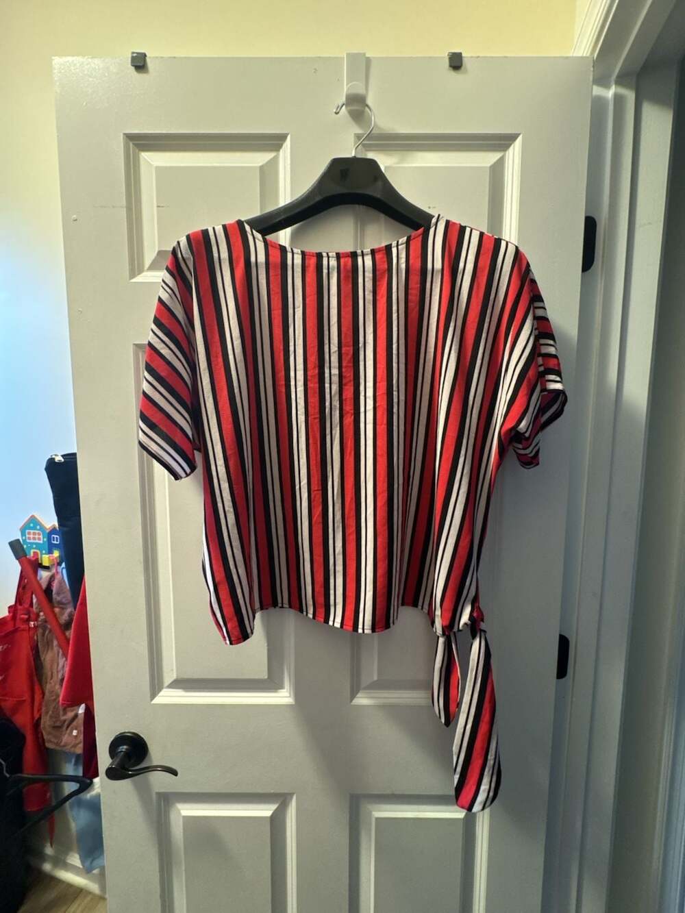 Michael Kors Striped Side-Tie Short Sleeve Top